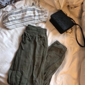 Flowing Olive High Waisted Pants